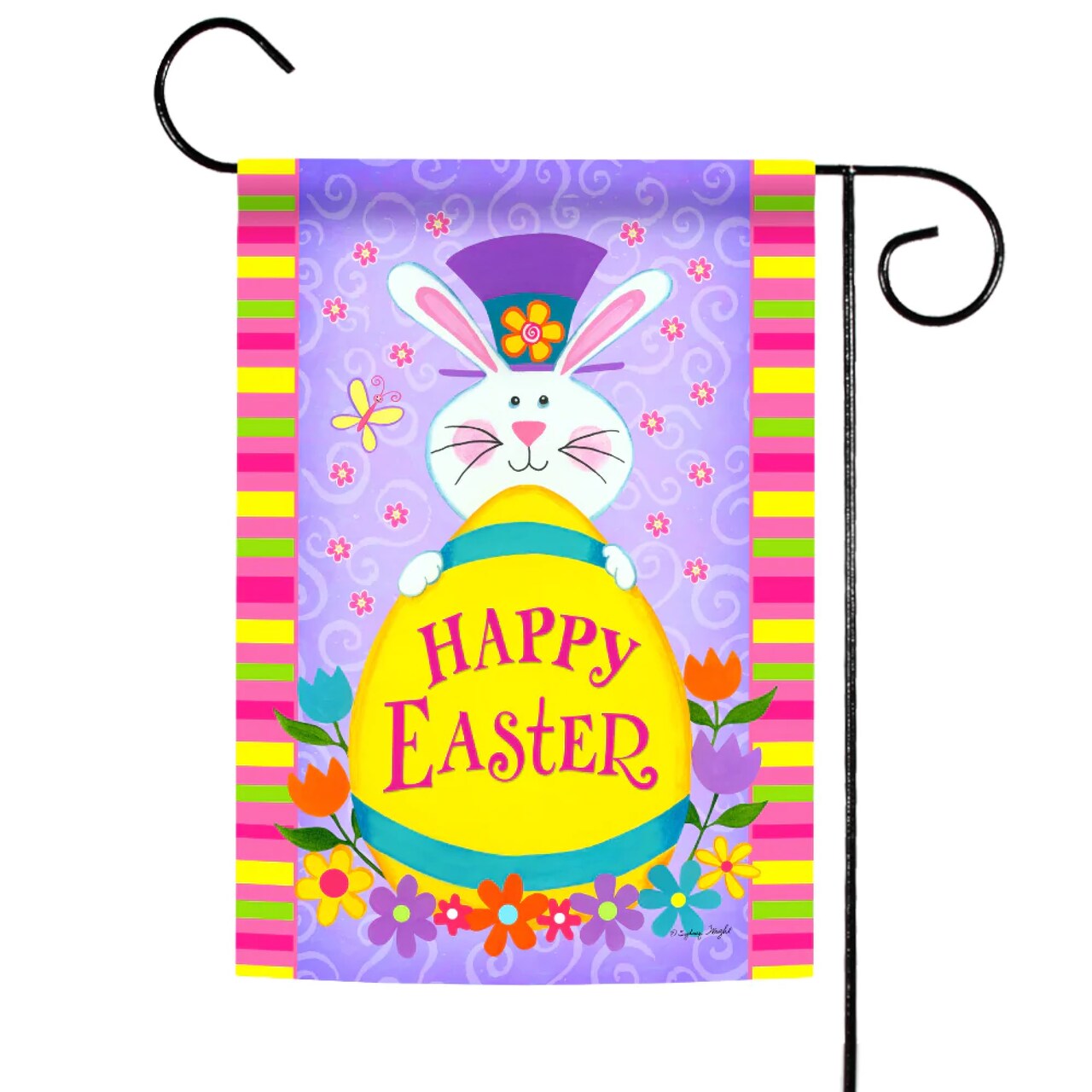 Toland Home Garden Top Hat Bunny 'Happy Easter' Outdoor Garden Flag 18" x 12.5"